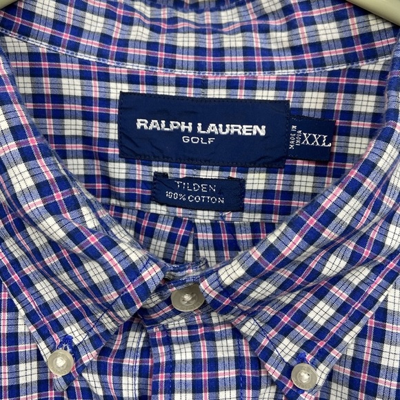 Ralph Lauren Golf Men's Tilden Short Sleeve Button Down Shirt XXL Blue Plaid‎ - Picture 3 of 5